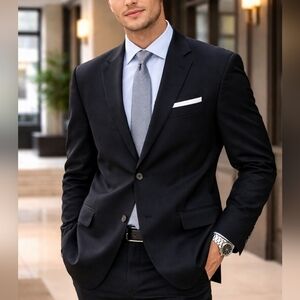 Joseph & Feiss Black Blazer Size 44R Wool Blend Classic Fit Dress Jacket Formal